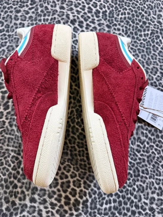 Reebok Classics Club C 85 Trainers Sneakers Hairy Suede Low-Top Sneakers Red 9 - Picture 13 of 15